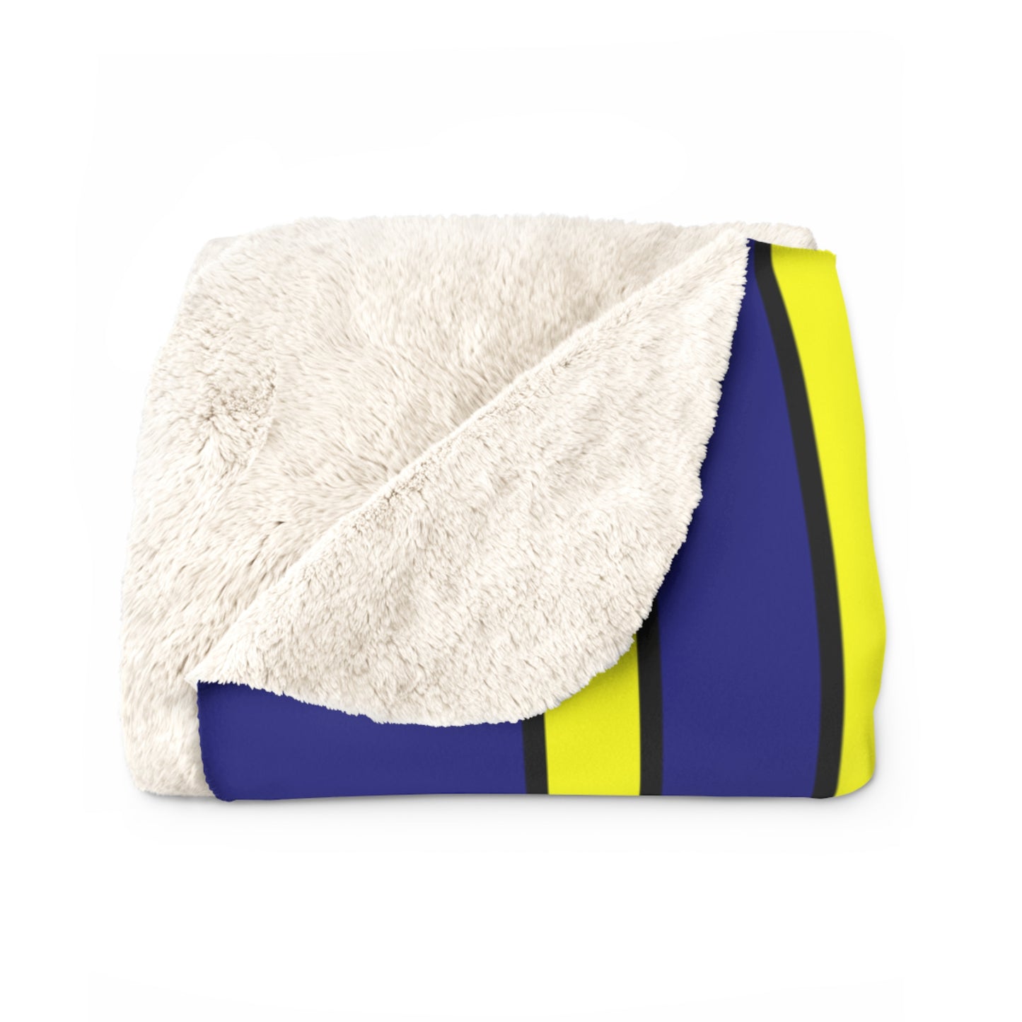 Navy Blue, Yellow Retro Stripes Blanket Throw