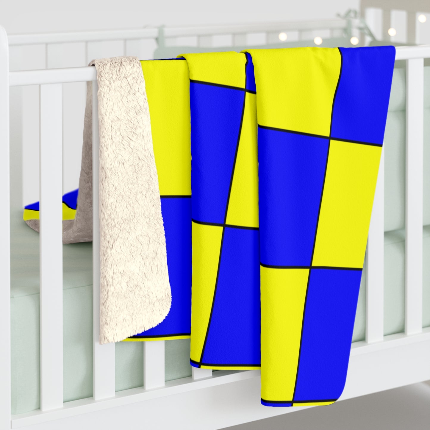 Yellow, Blue Retro Check Blanket Throw