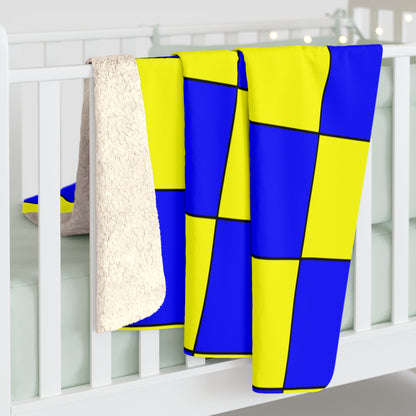 Yellow, Blue Retro Check Blanket Throw