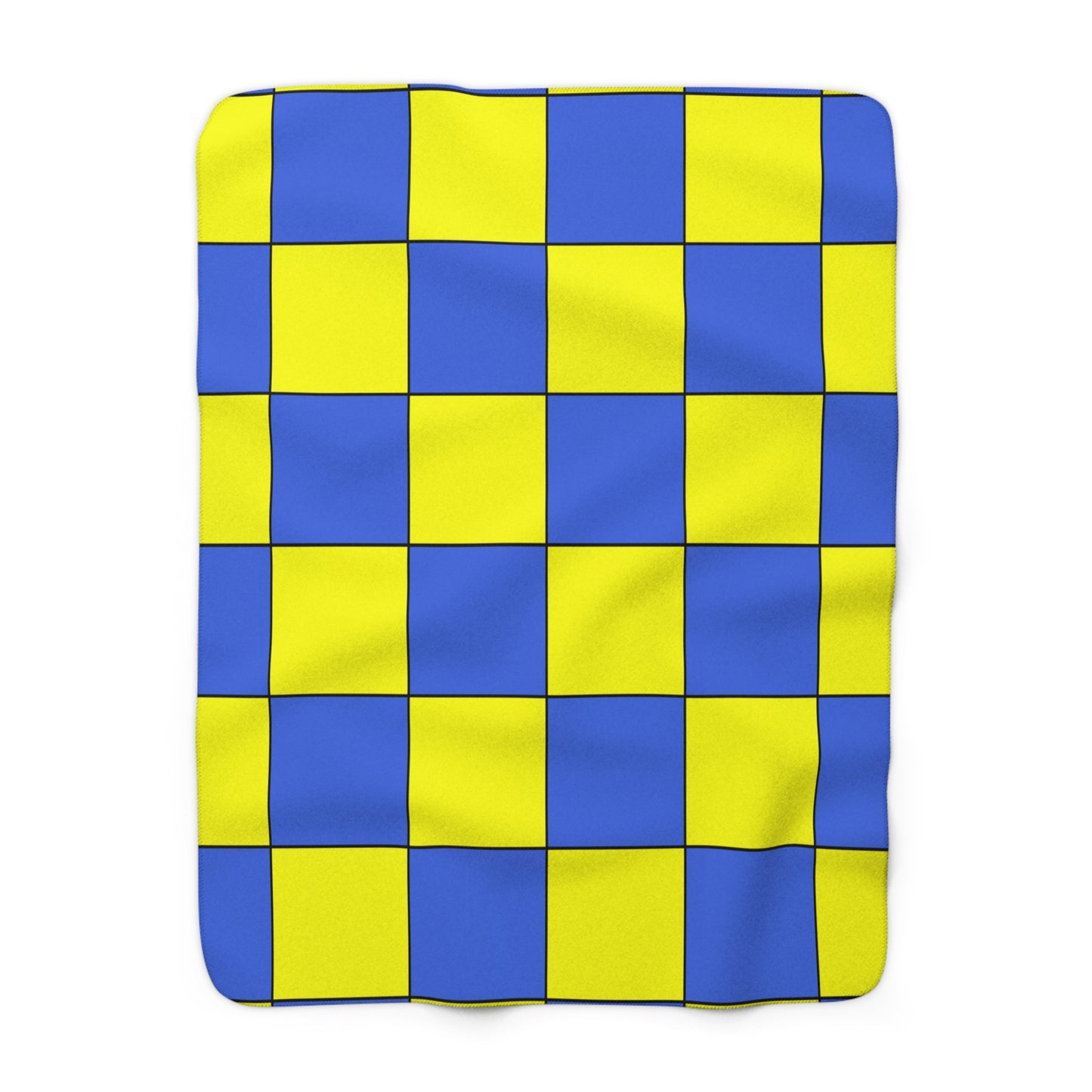 Royal Blue, Yellow Retro Check Blanket Throw