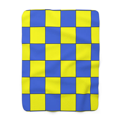 Royal Blue, Yellow Retro Check Blanket Throw