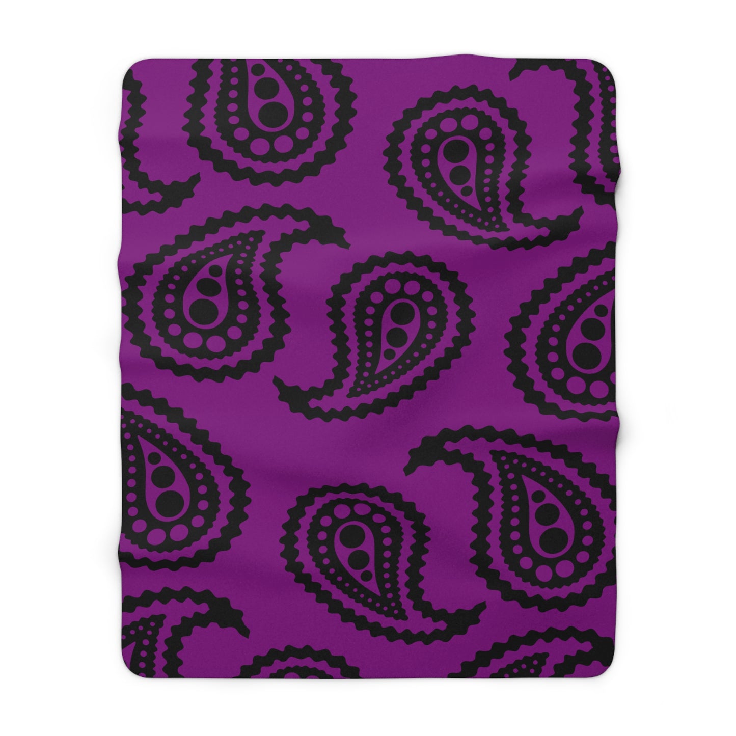 Purple, Black Retro Paisley Blanket Throw