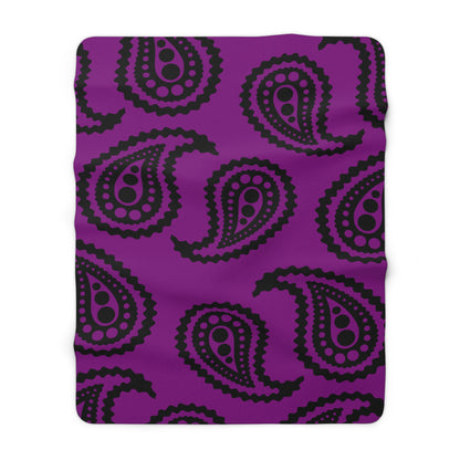 Purple, Black Retro Paisley Blanket Throw