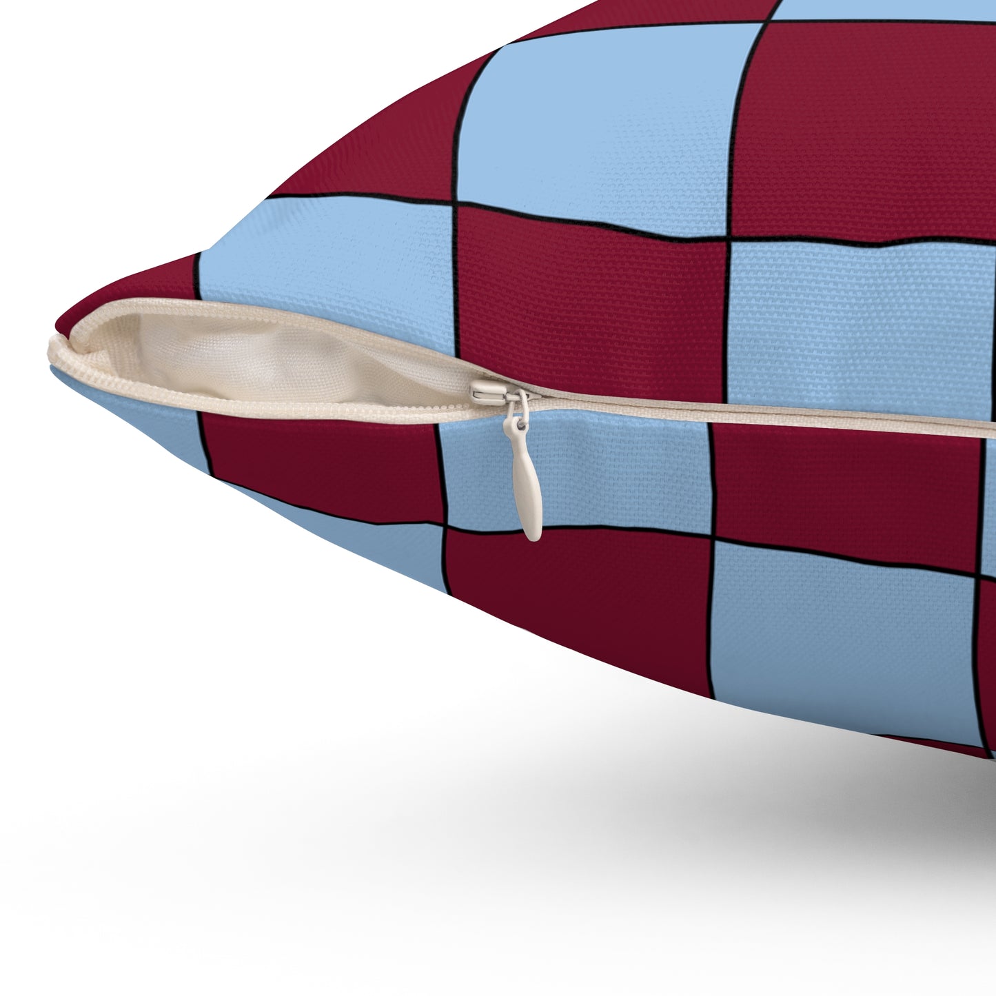 Claret, Blue Retro Check Cushion Pillow