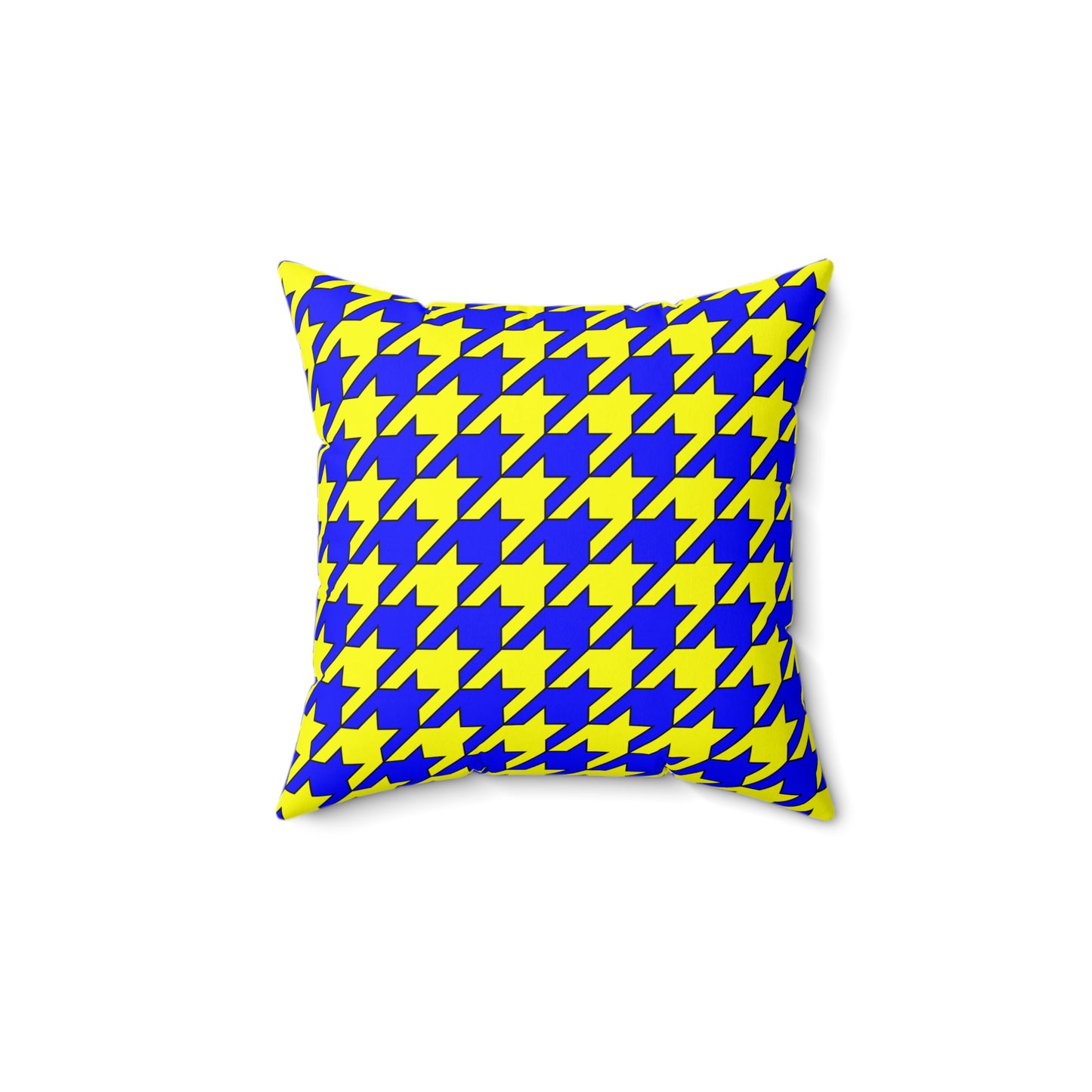 Blue, Yellow Retro Houndstooth Cushion Pillow