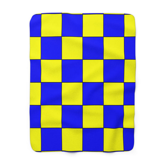 Yellow, Blue Retro Check Blanket Throw