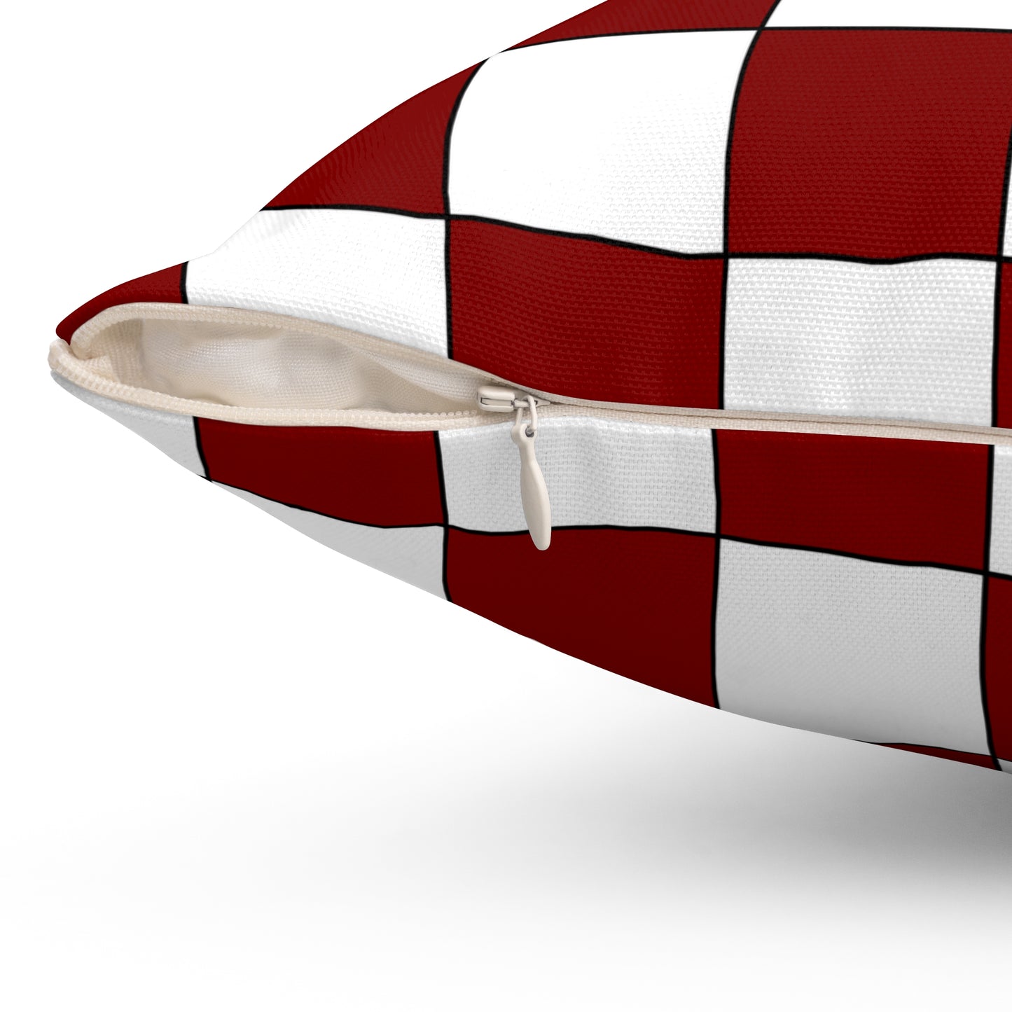 Maroon, White Retro Check Cushion Pillow