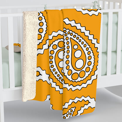 Orange, White Retro Paisley Blanket Throw