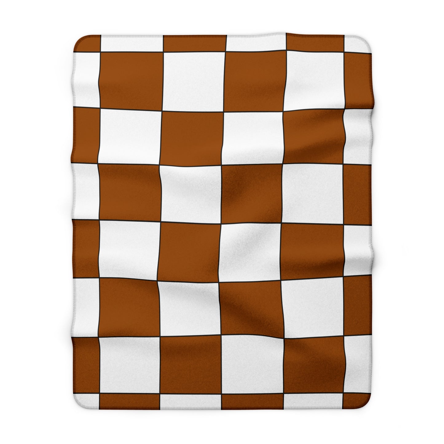Brown, White Retro Check Blanket Throw