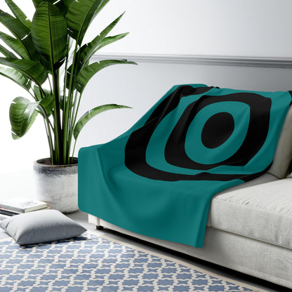 Teal, Black Retro Target Blanket Throw