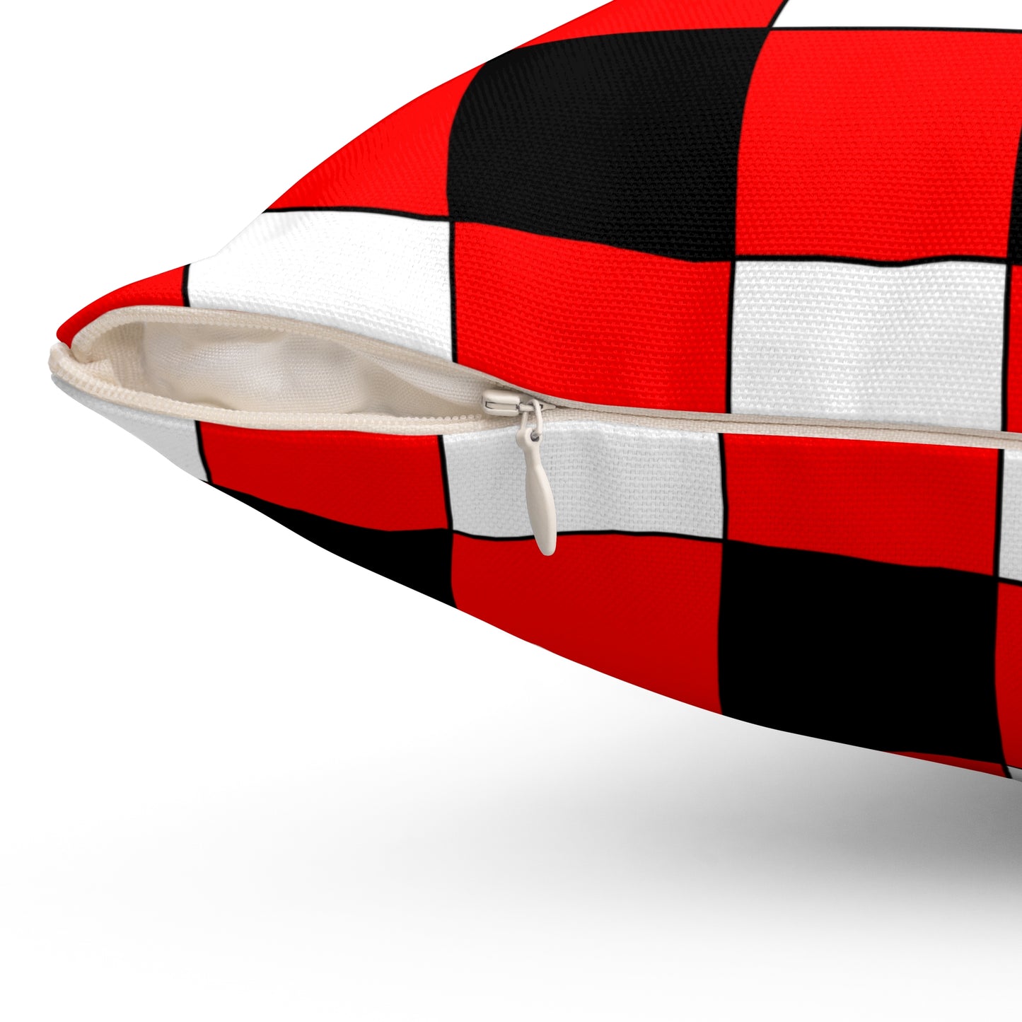 Red, Black, White Retro Check Cushion Pillow