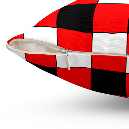 Red, Black, White Retro Check Cushion Pillow