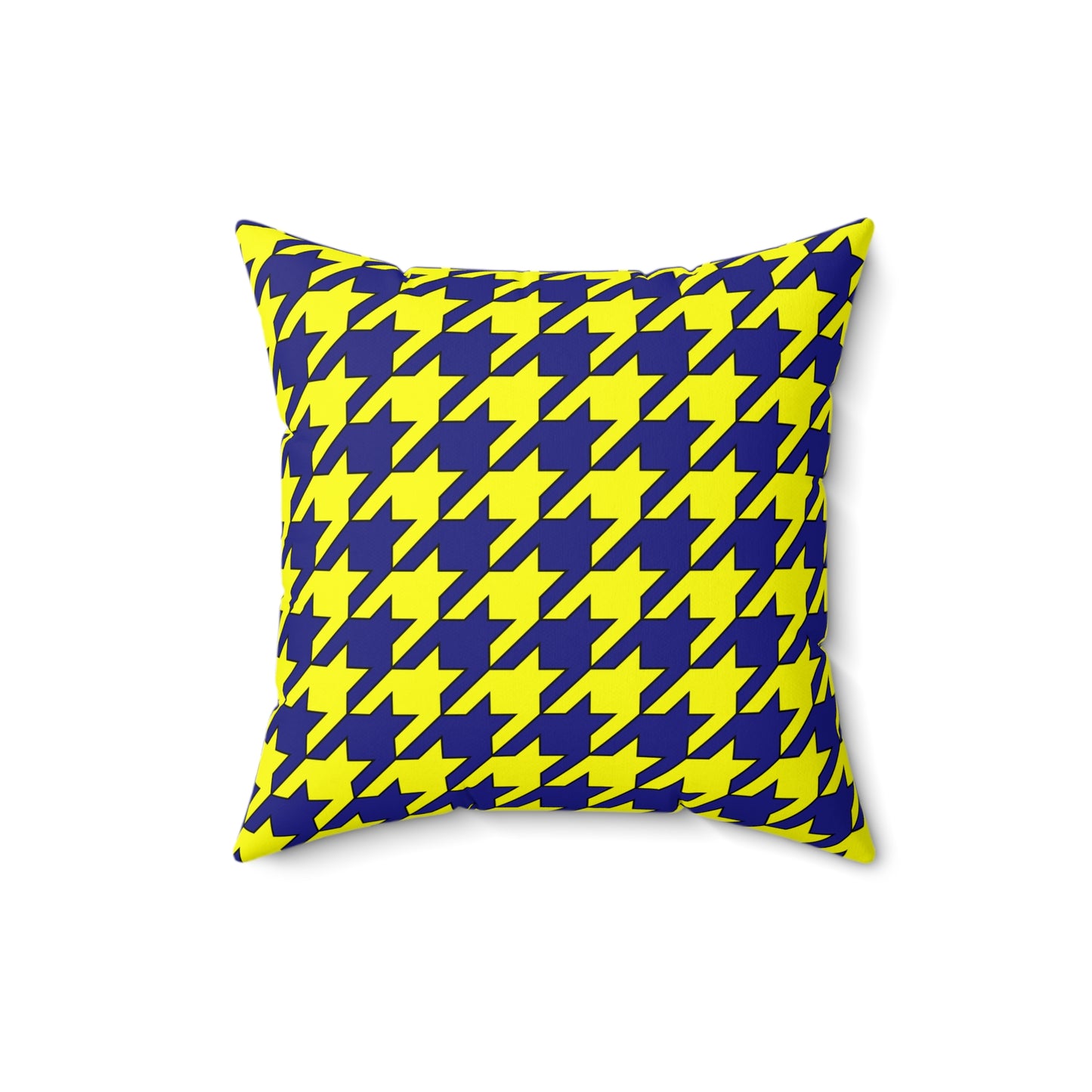 Navy Blue, Yellow Retro Houndstooth Cushion Pillow
