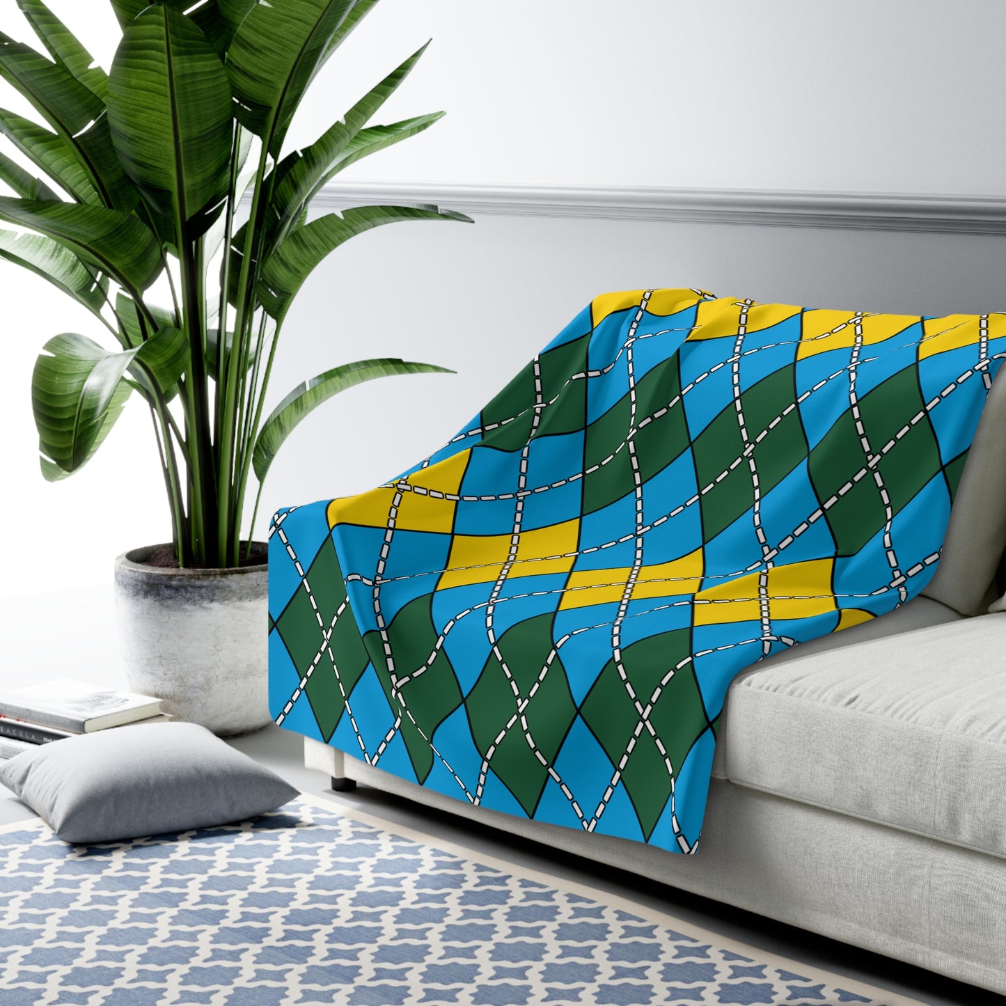 Rwanda Retro Argyle Blanket Throw
