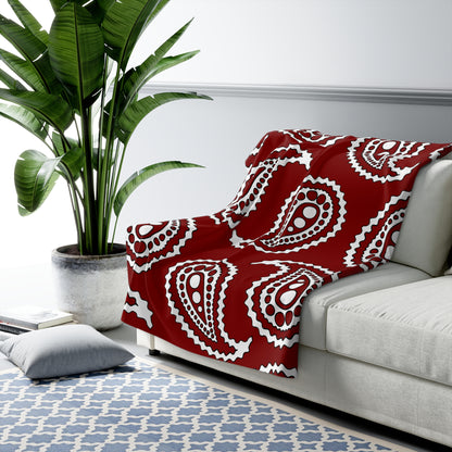 Maroon, White Retro Paisley Blanket Throw