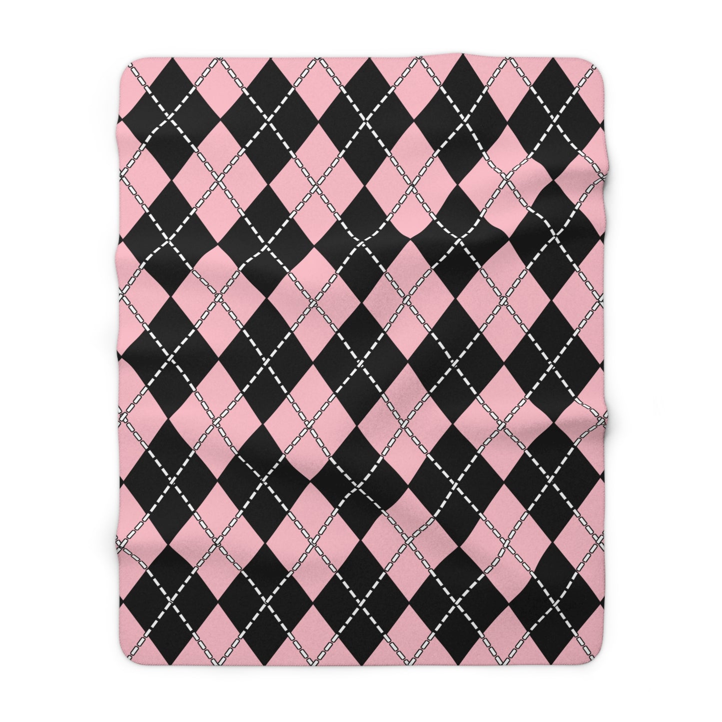 Pink, Black Retro Argyle Blanket Throw
