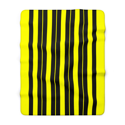 Yellow, Black Retro Stripes Blanket Throw