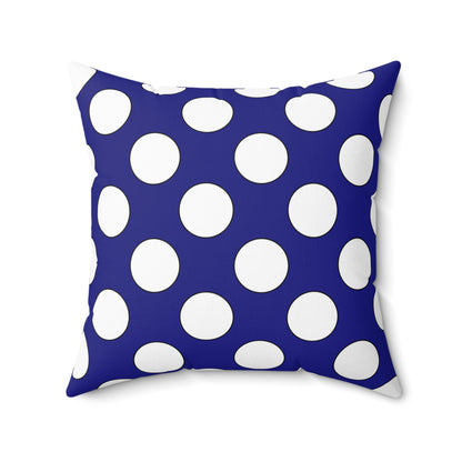 Navy Blue, White Retro Polka Dots Cushion Pillow
