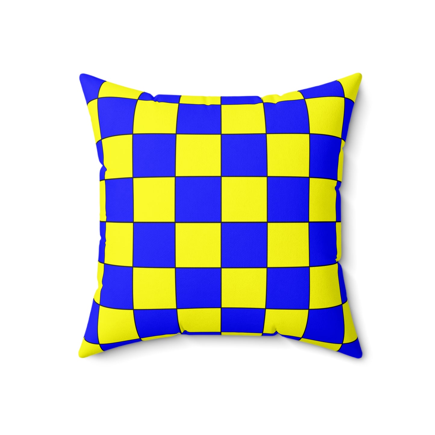 Yellow, Blue Retro Check Cushion Pillow
