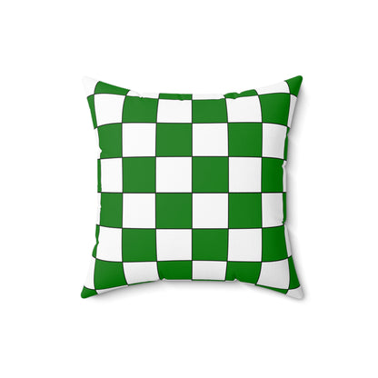 Green, White Retro Check Cushion Pillow