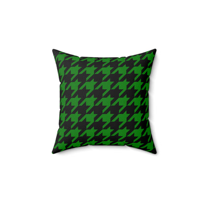 Green, Black Retro Houndstooth Cushion Pillow