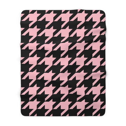 Pink, Black Retro Houndstooth Blanket Throw