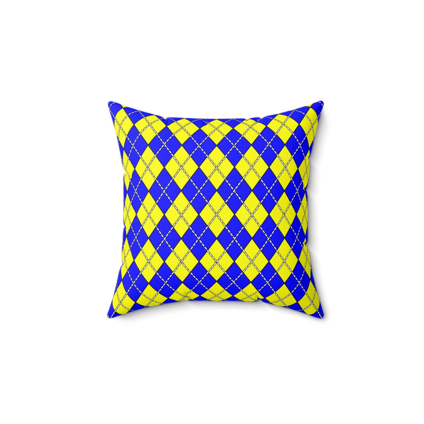 Blue, Yellow Retro Argyle Cushion Pillow