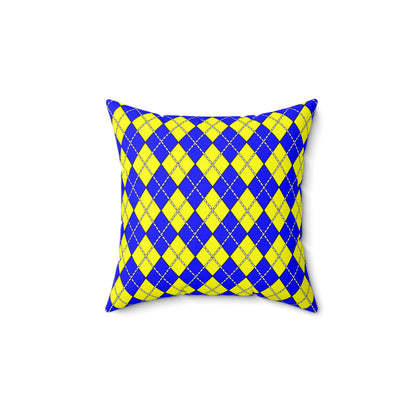 Blue, Yellow Retro Argyle Cushion Pillow