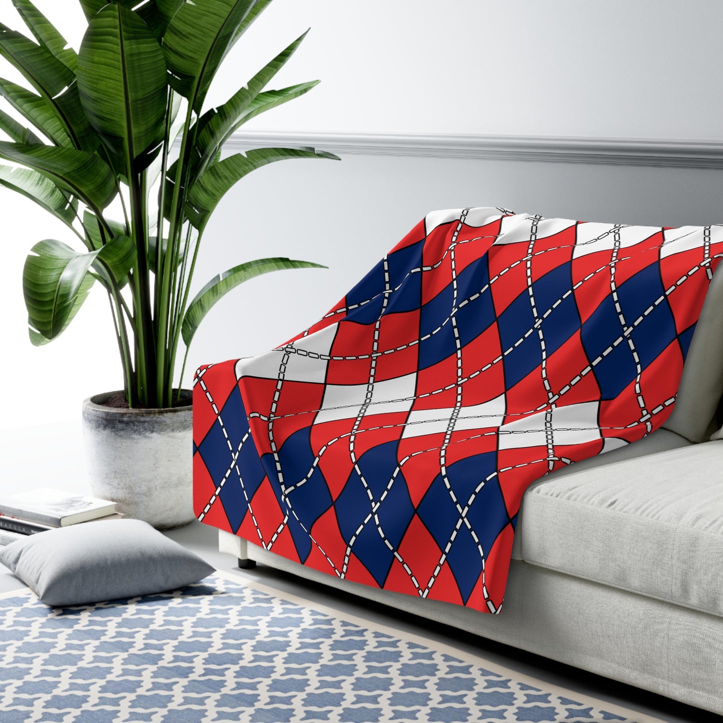 Svalbard And Jan Mayen Retro Argyle Blanket Throw