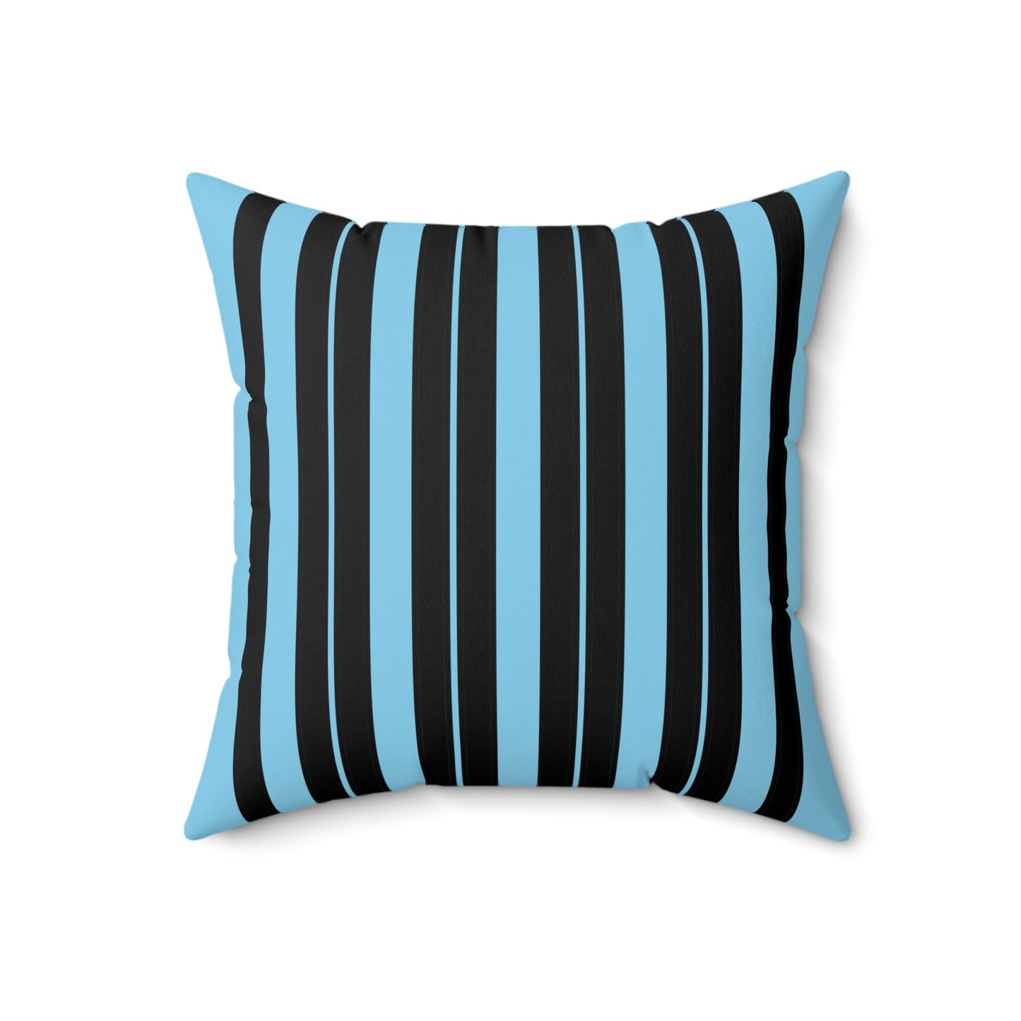 Sky Blue, Black Retro Stripes Cushion Pillow