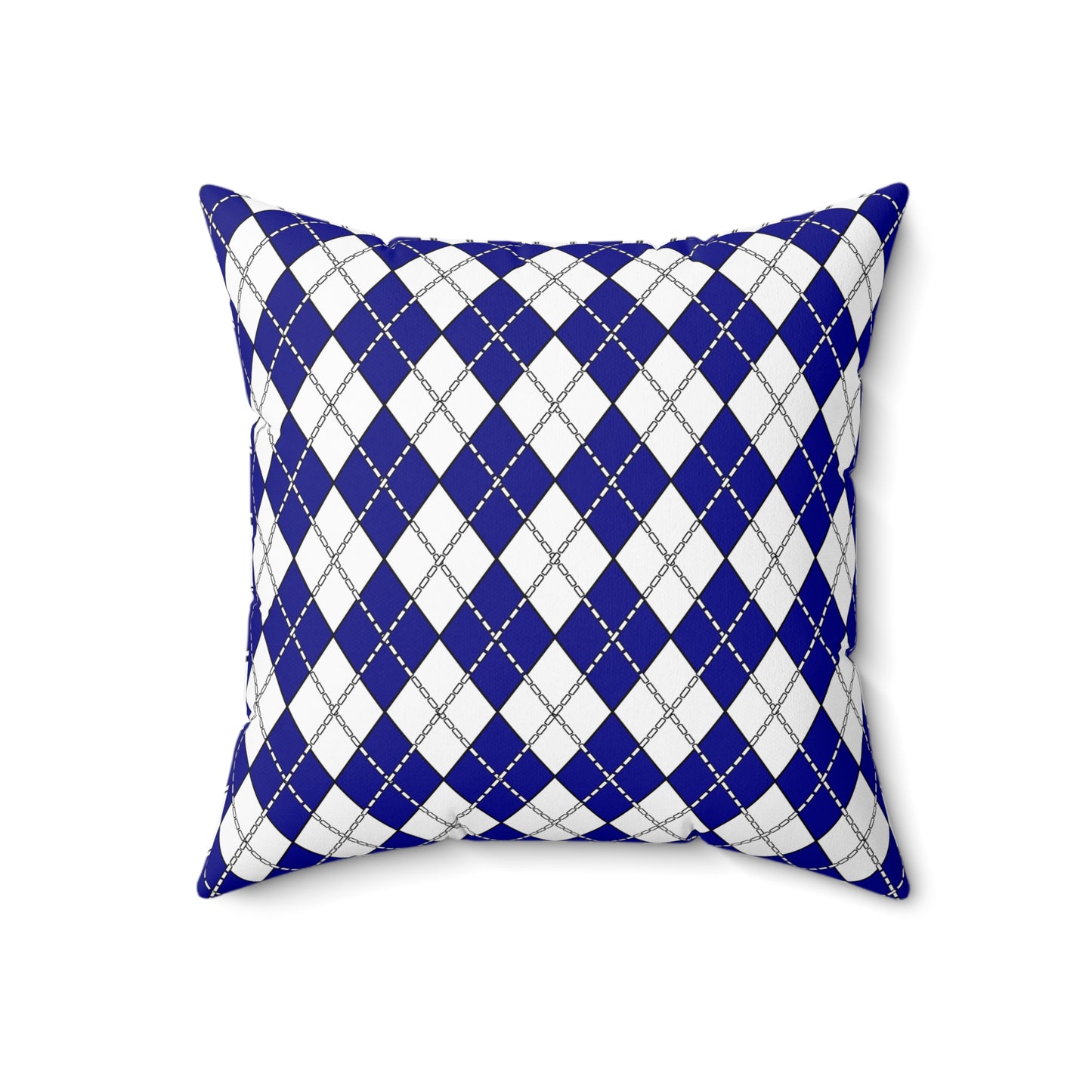 Dark Blue, White Retro Argyle Cushion Pillow