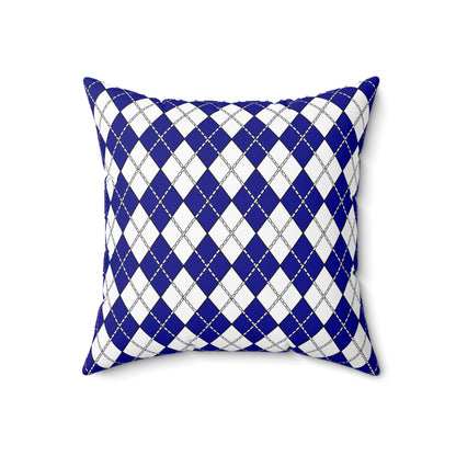 Dark Blue, White Retro Argyle Cushion Pillow