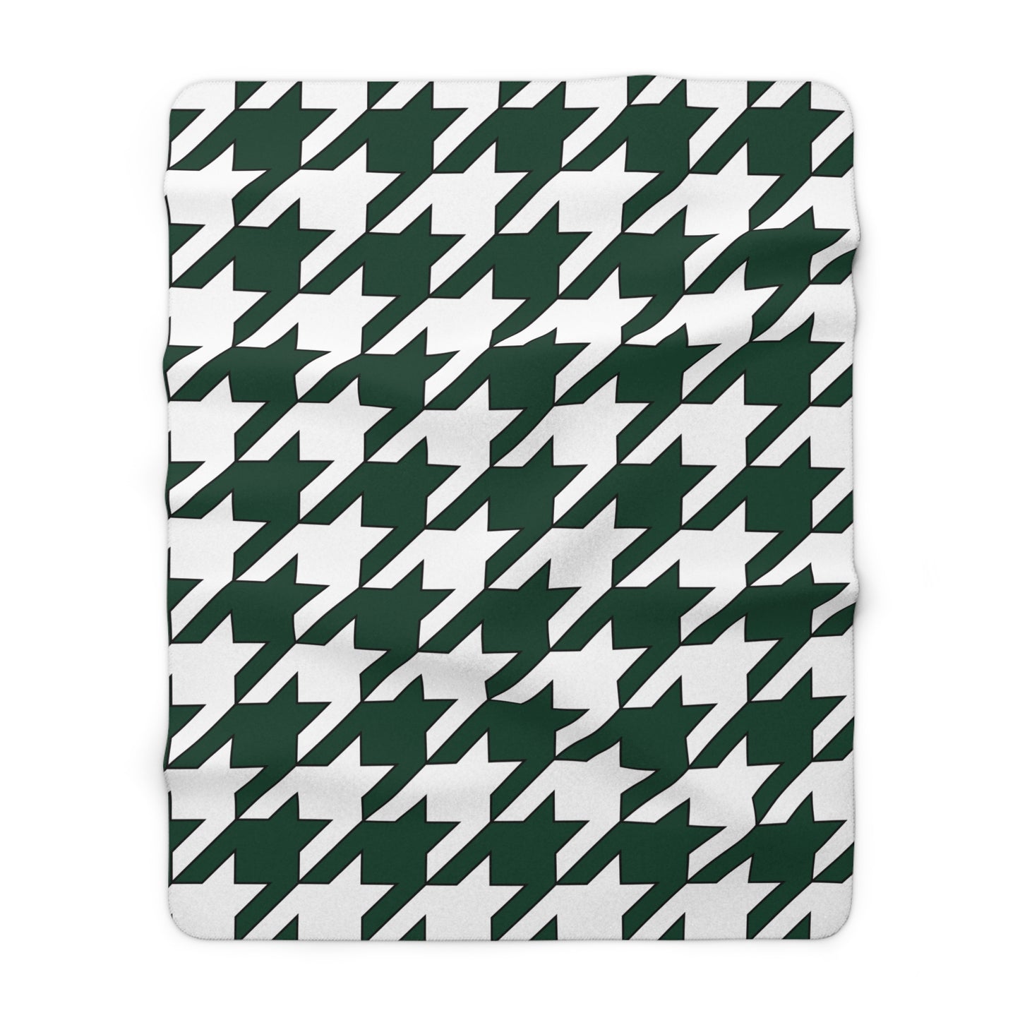 Dark Green, White Retro Houndstooth Blanket Throw