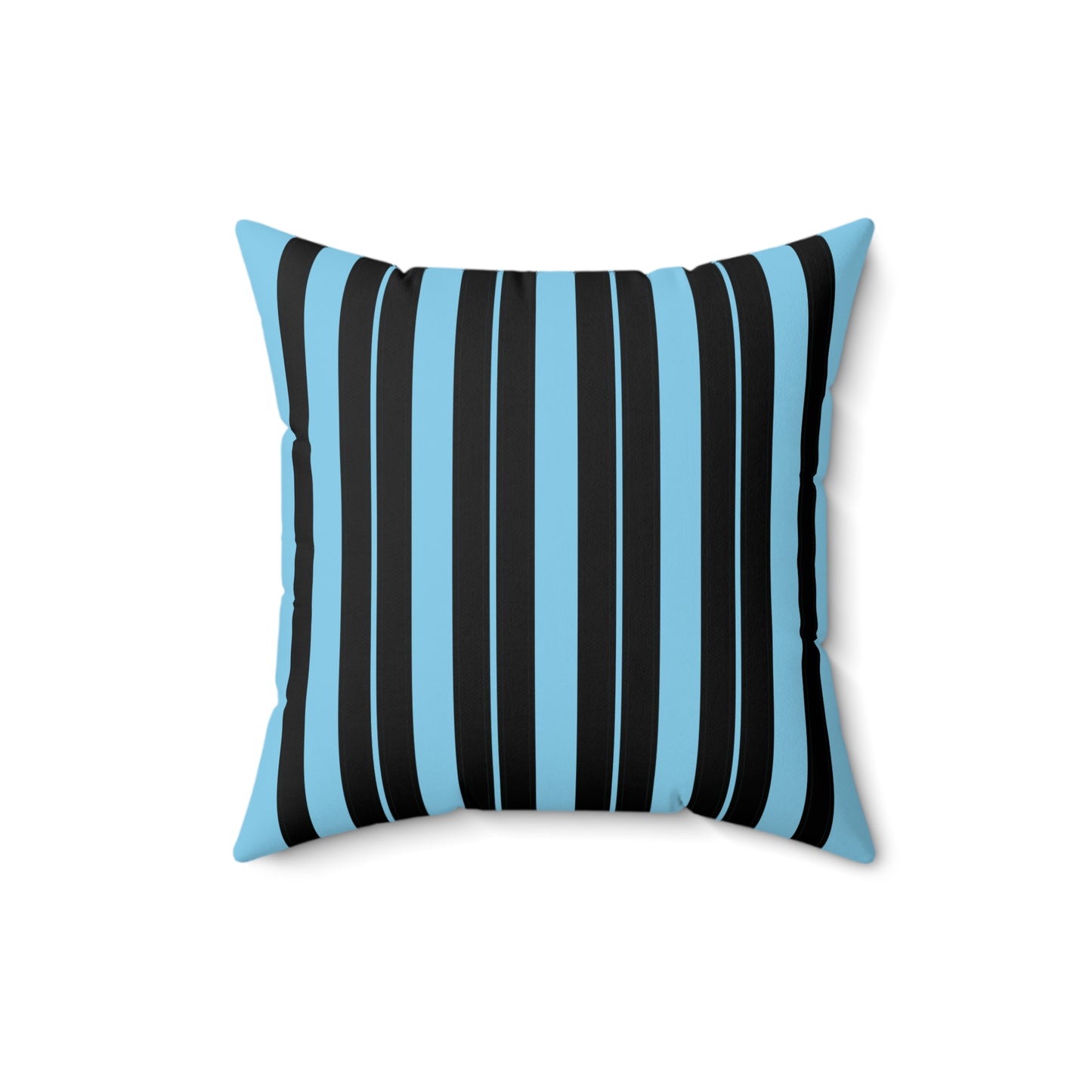 Sky Blue, Black Retro Stripes Cushion Pillow