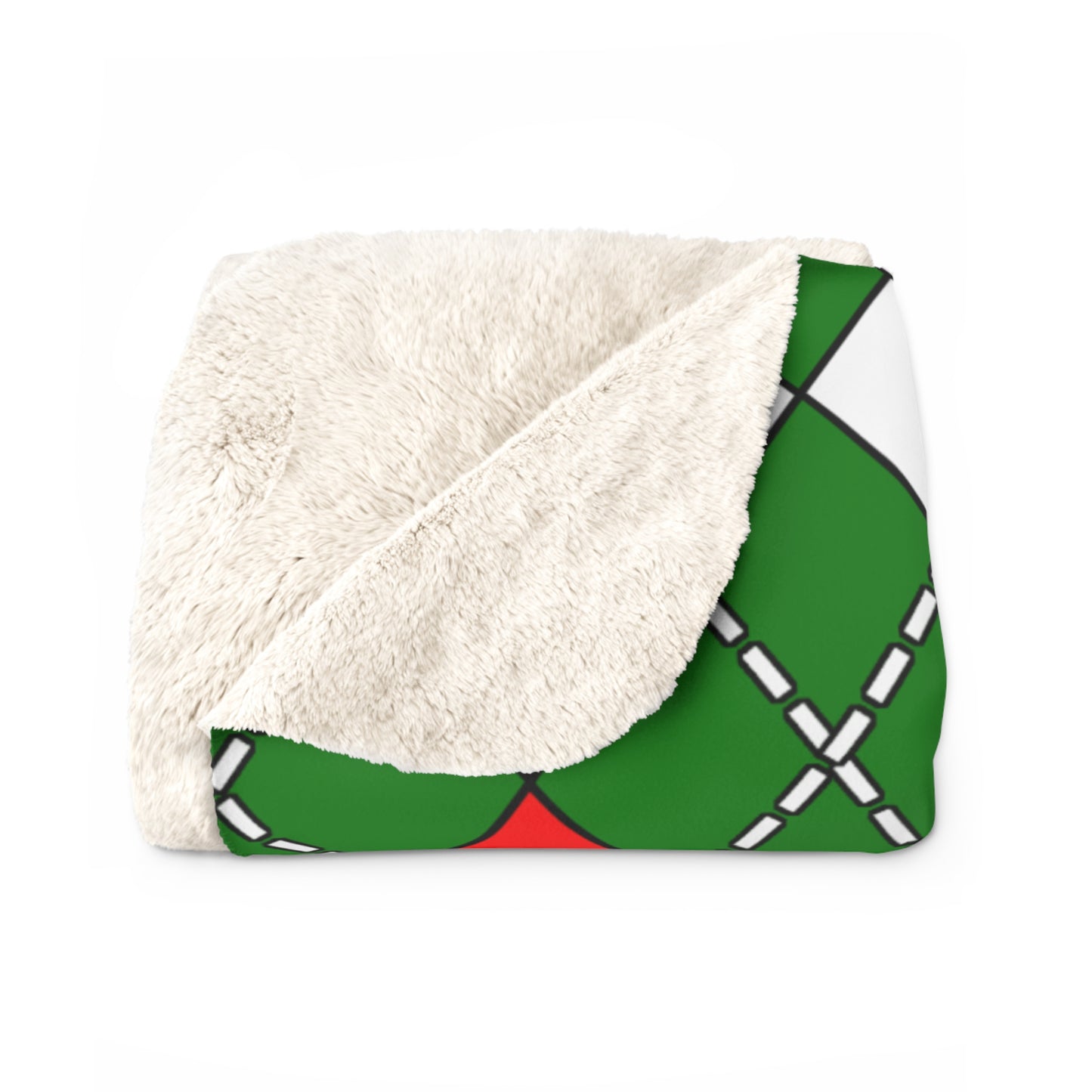 Green, White, Red Retro Argyle Blanket Throw