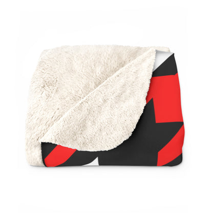 Black, White, Red Retro Houndstooth Blanket Throw