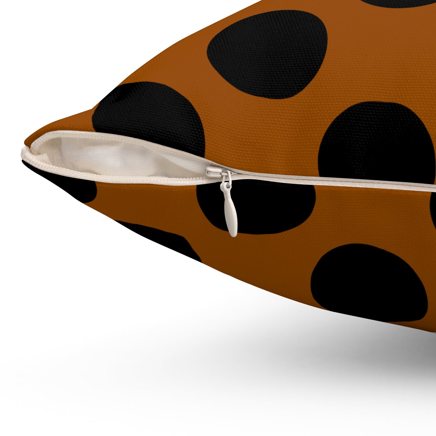 Brown, Black Retro Polka Dots Cushion Pillow