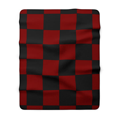 Maroon, Black Retro Check Blanket Throw