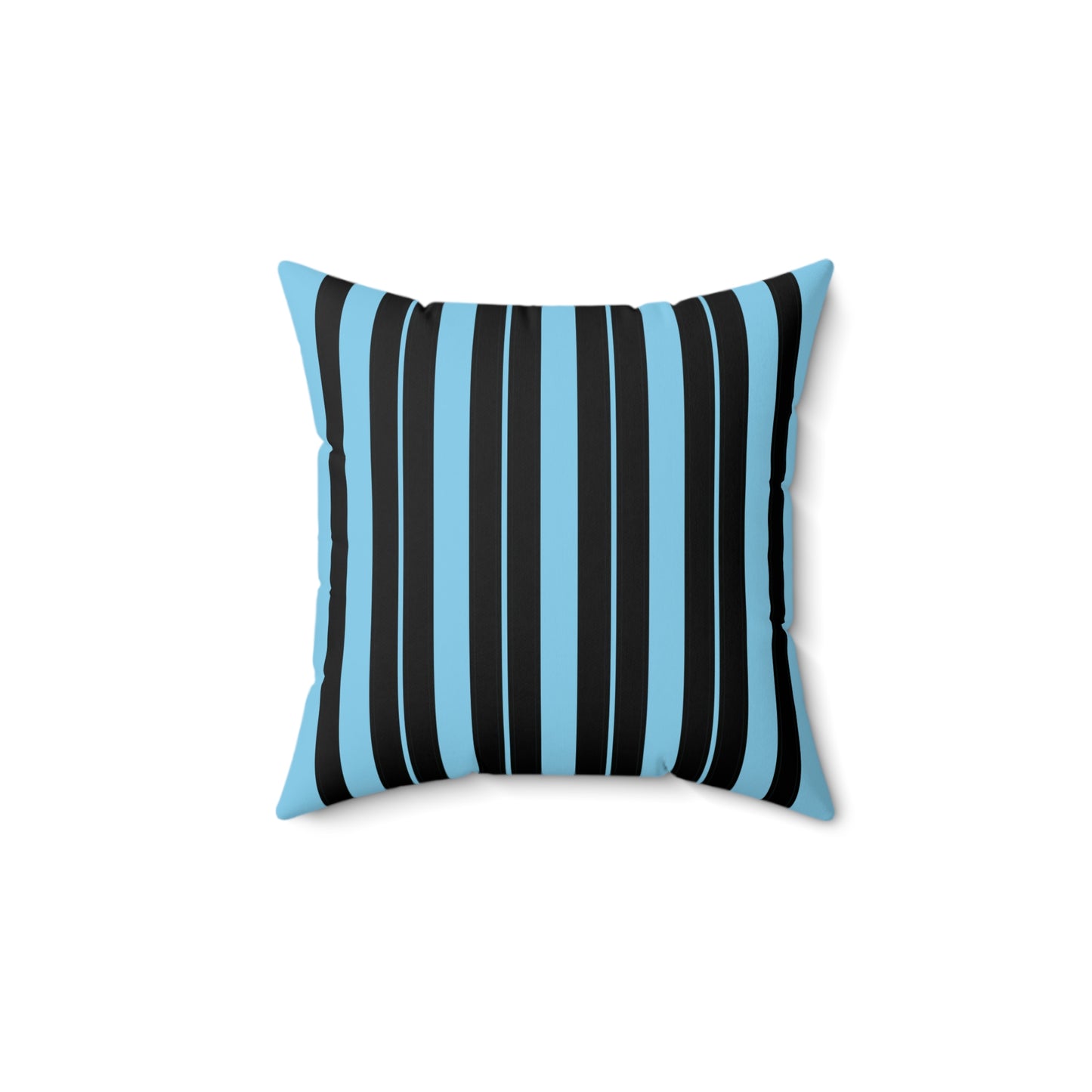 Sky Blue, Black Retro Stripes Cushion Pillow