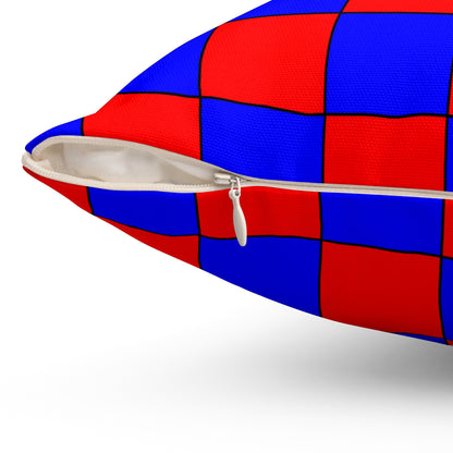 Blue, Red Retro Check Cushion Pillow