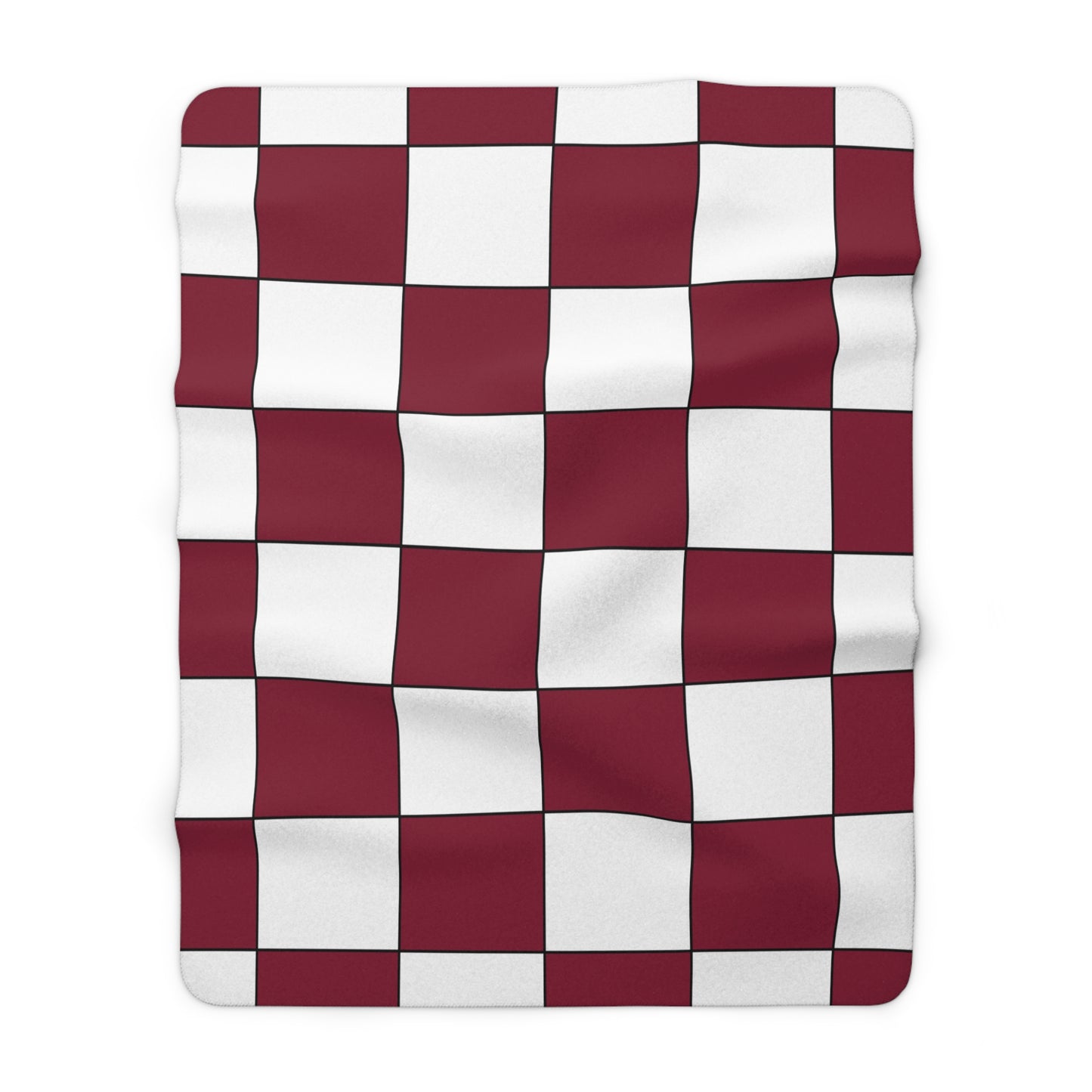 Claret, White Retro Check Blanket Throw