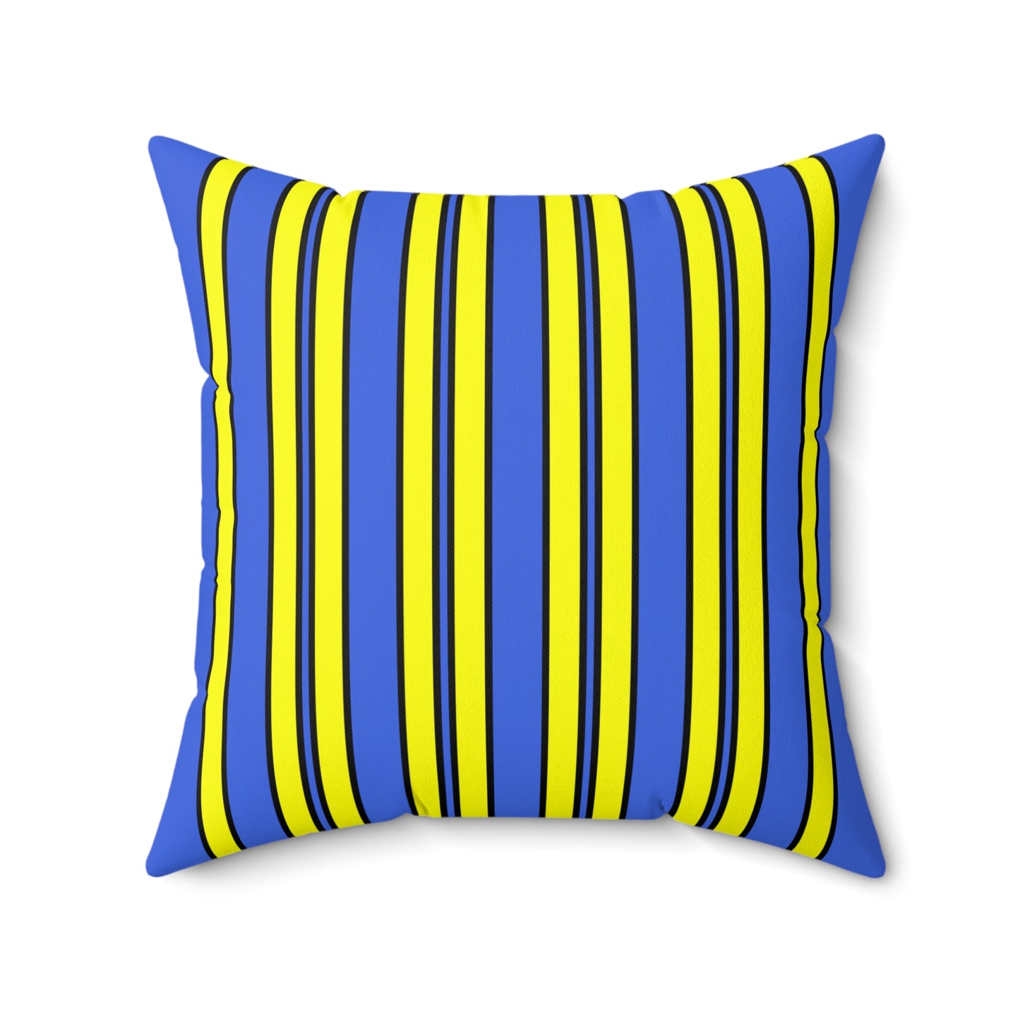 Royal Blue, Yellow Retro Stripes Cushion Pillow