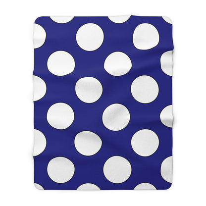 Navy Blue, White Retro Polka Dots Blanket Throw