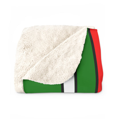 Green, White, Red Retro Stripes Blanket Throw