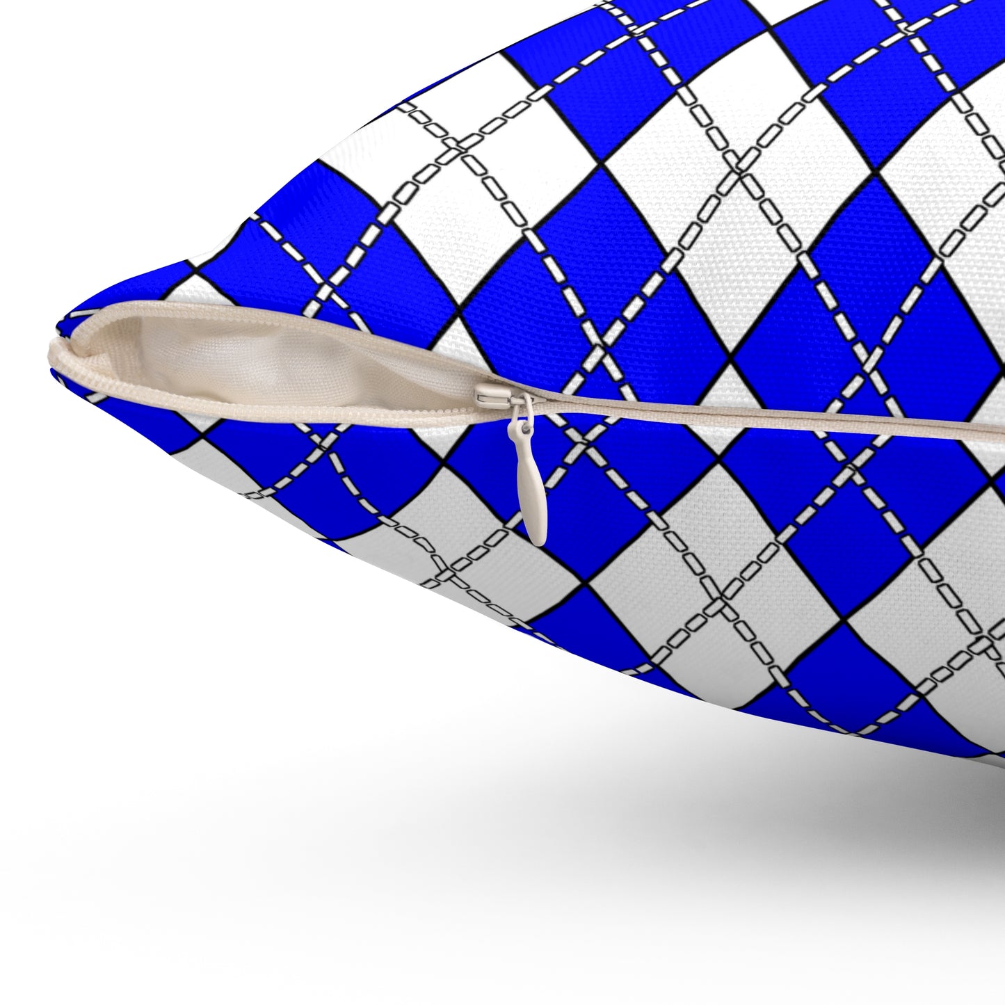 Blue, White Retro Argyle Cushion Pillow