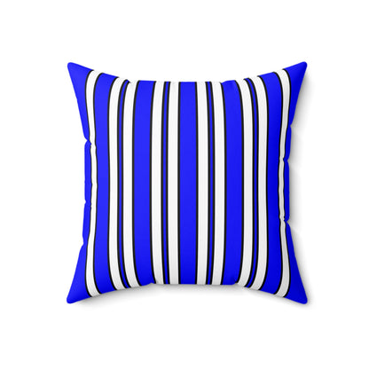 Blue, White Retro Stripes Cushion Pillow