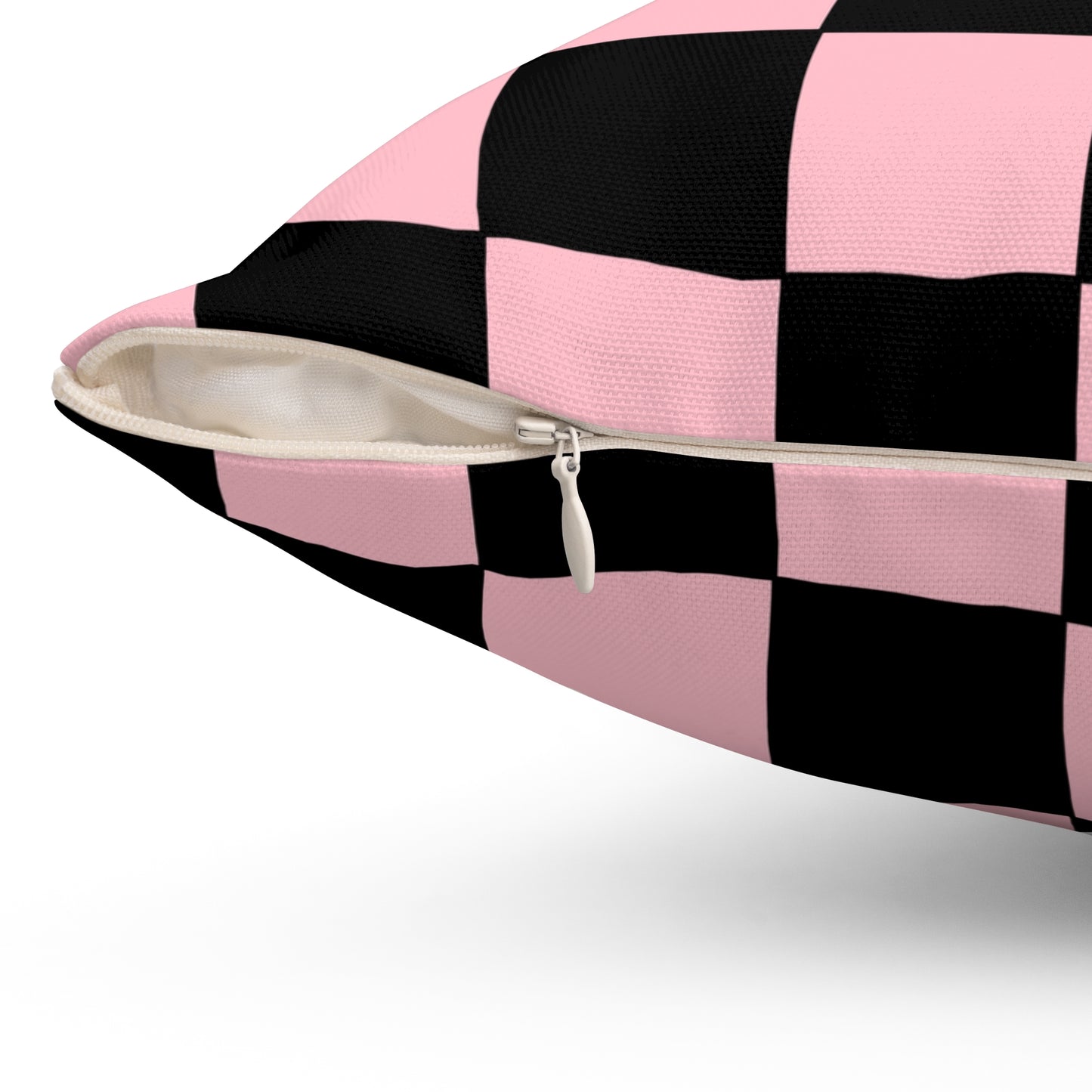 Pink, Black Retro Check Cushion Pillow