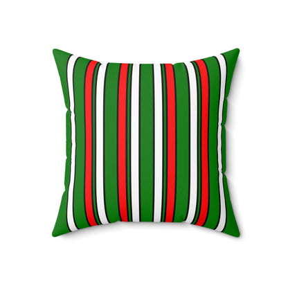 Green, White, Red Retro Stripes Cushion Pillow