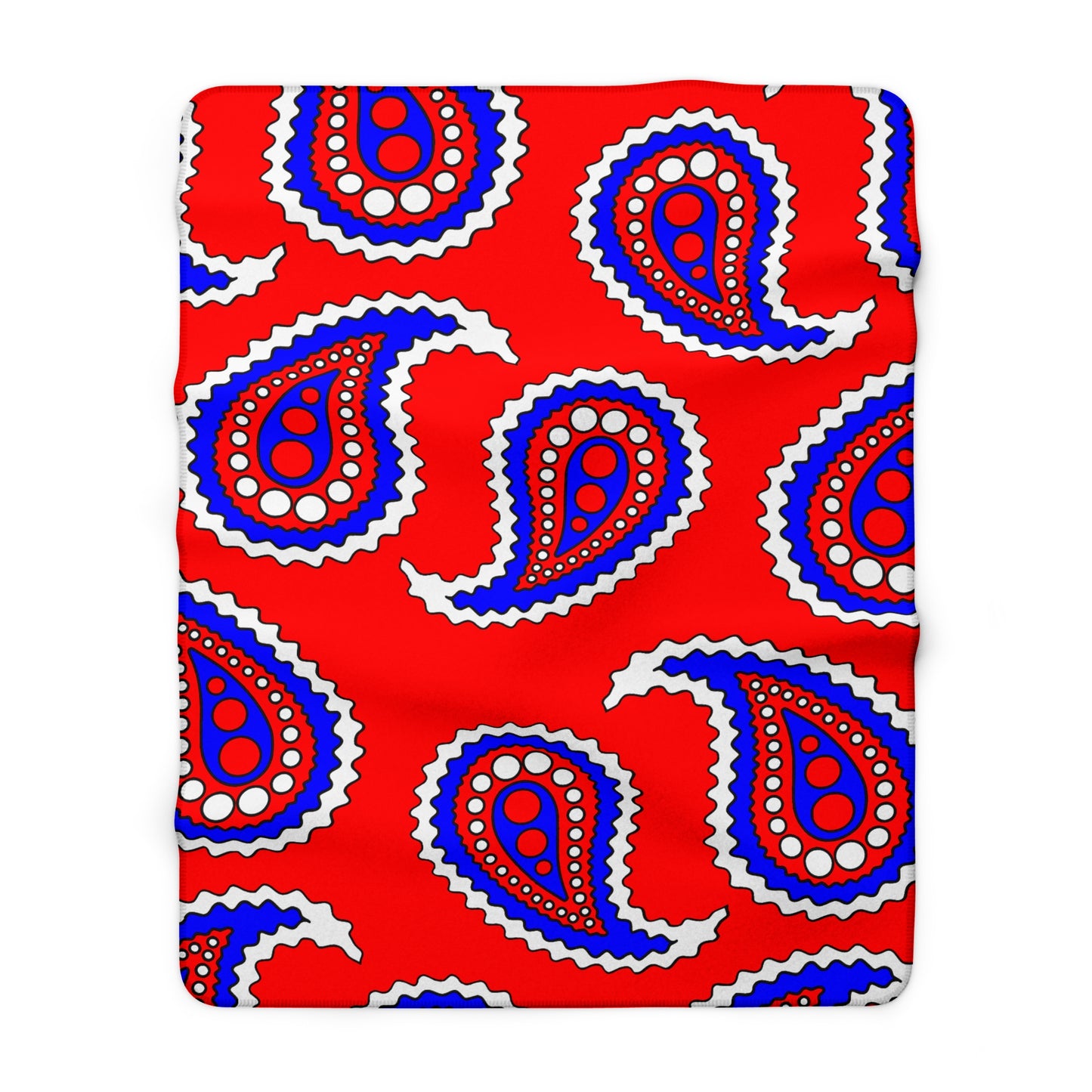 Red, White, Blue Retro Paisley Blanket Throw