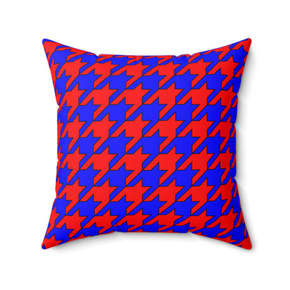 Blue, Red Retro Houndstooth Cushion Pillow